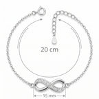 Infografika z obwodem 20 cm i zdobionym motywem infinity o szerokości 15 mm w bransoletce ze srebra