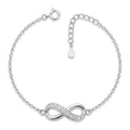 Nieskończoność wysadzana białymi cyrkoniami na cienkim srebrnym łańcuszku z regulowanym przedłużeniem